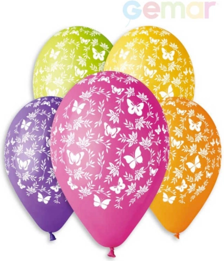 Gemar pasztell latex lufi pillangó mintával 30 cm - 1 db