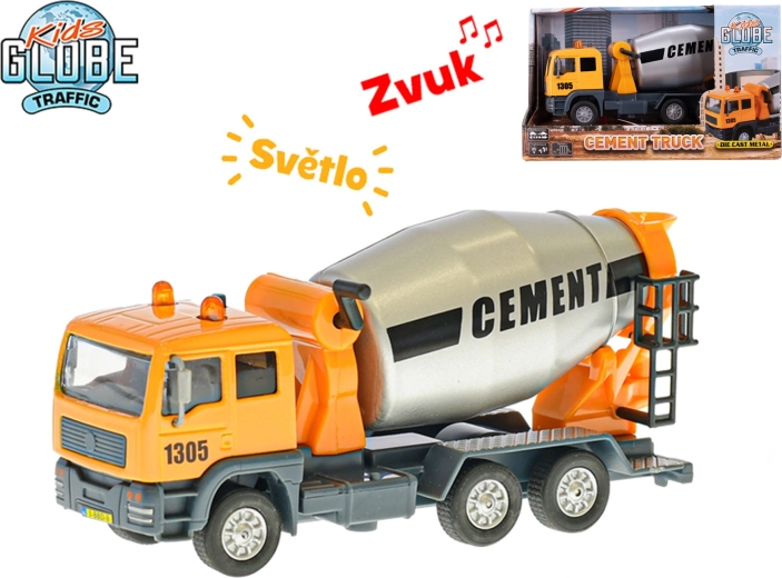 Kids Globe Traffic fém betonkeverő fény- és hangeffektekkel, 15,5 cm