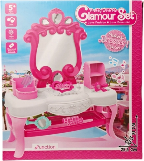 Gyermek fésülködőasztal kiegészítőkkel és tükörrel
