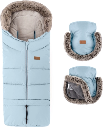 Petite&Mars téli szett Arctic 4v1 bundazsák + babakocsi-kesztyűk Furry Sky Whisper