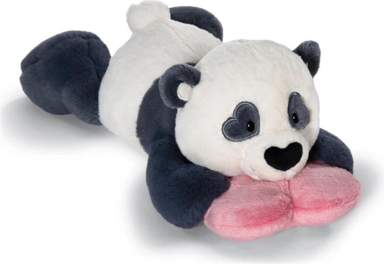 Nici plüss panda Love szívecskével, fekvő 20 cm