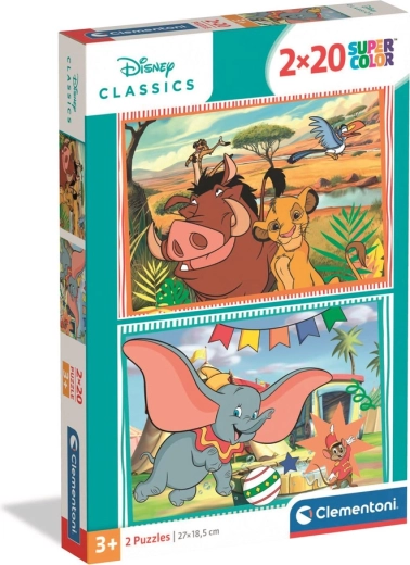 Puzzle 2x20 Super Color DISNEY CLASSICS – OROSZLÁNKIRÁLY és DUMBO Clementoni