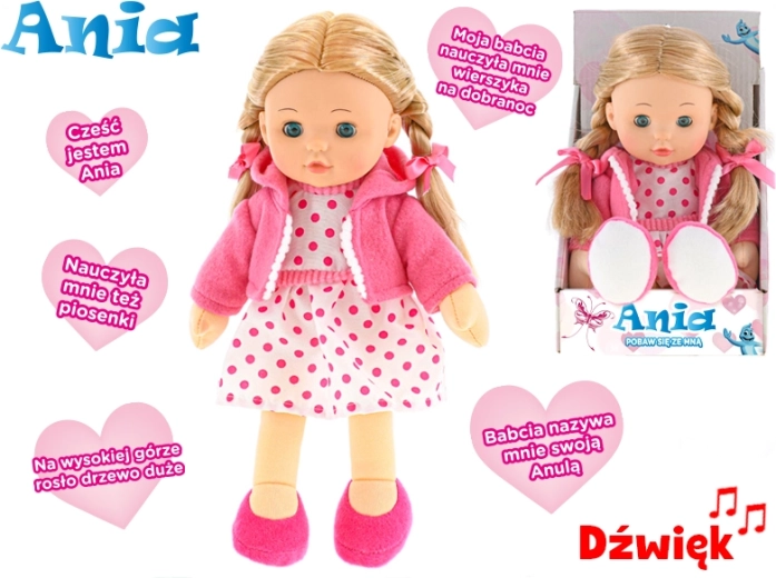 Interaktív baba Ania, lengyelül beszél, 31 cm
