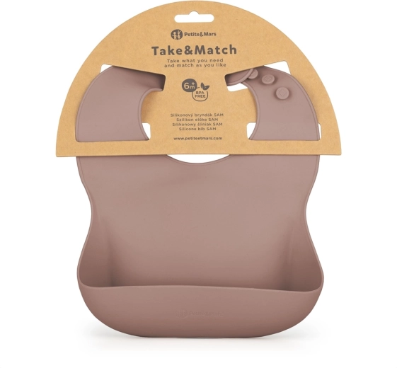 Petite&Mars szilikon előke Take&Match Velvet Latte 6hó+