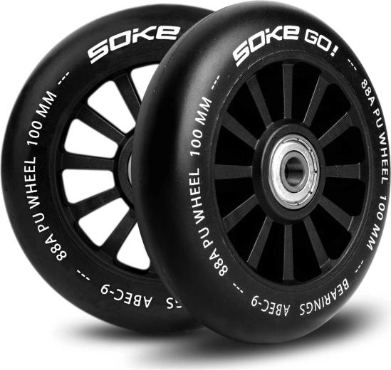 100 mm-es fekete SOKE rollerekereket – 2 db-os készlet