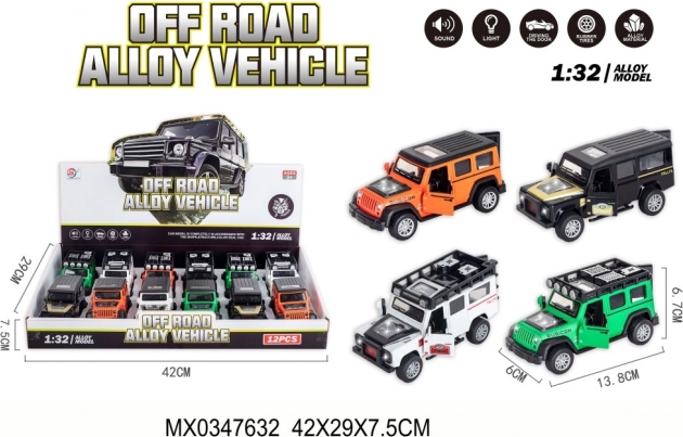 Off-road ötvözet kisautó 1:32 hanggal és fénnyel