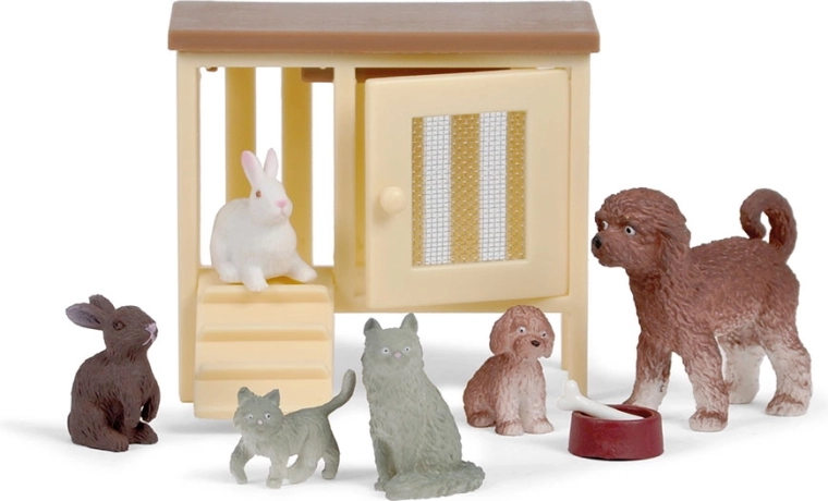 Lundby háziállatok babaházba – kutya, macska és nyuszik