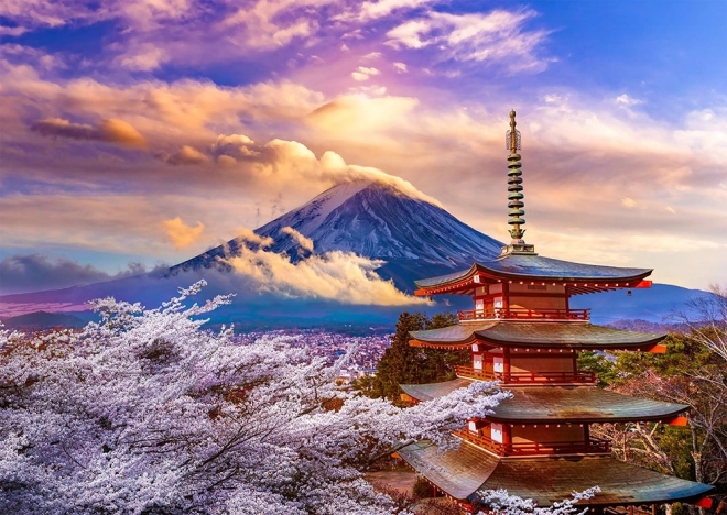 Puzzle Fuji-hegy tavasszal, Japán – 1000 darab