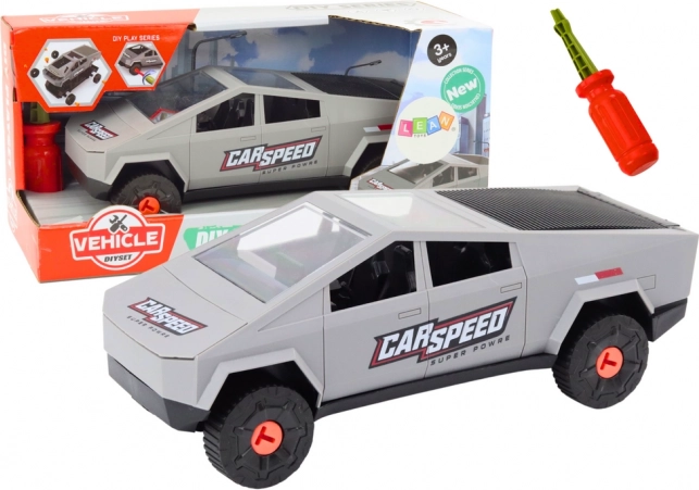 Szerelhető autó gyerekeknek csavarhúzóval – szürke