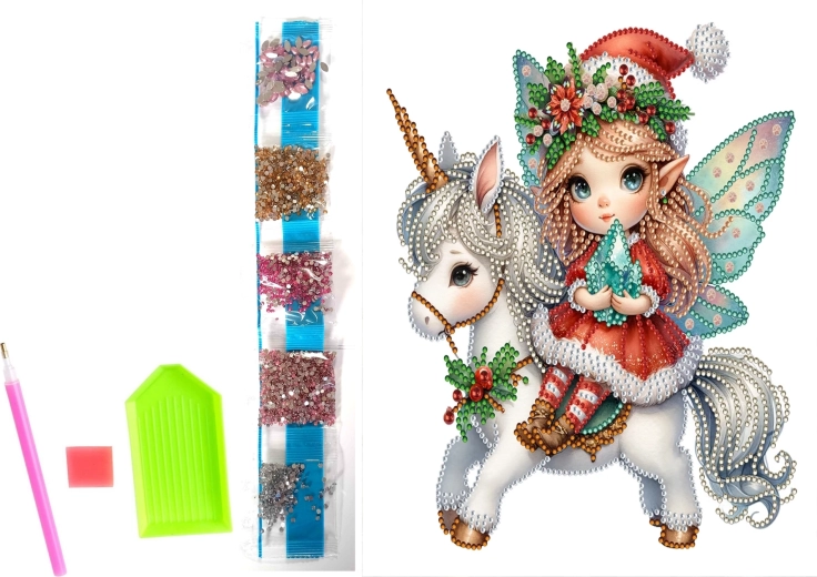 gyémántfestés vásznon karácsonyi manó 23 × 30 cm