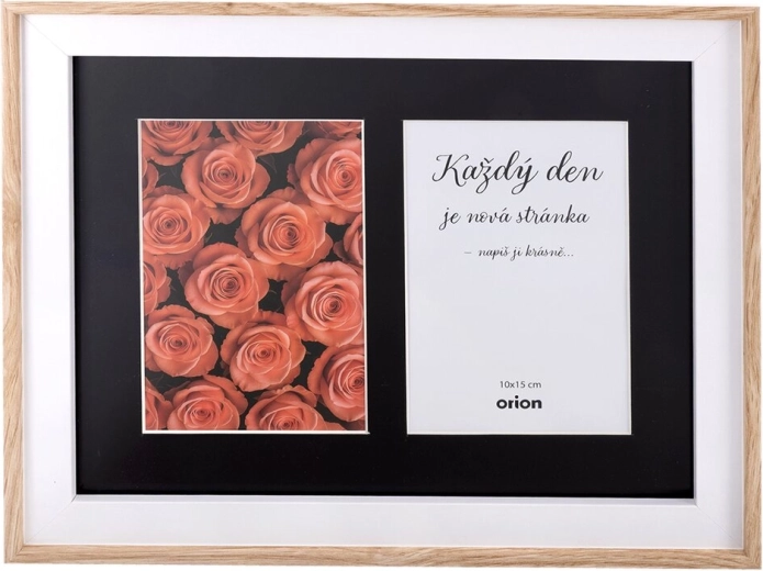 Fa kollázs képkeret 2 db 10 × 15 cm-es fotóhoz, bézs, 24 × 29 cm