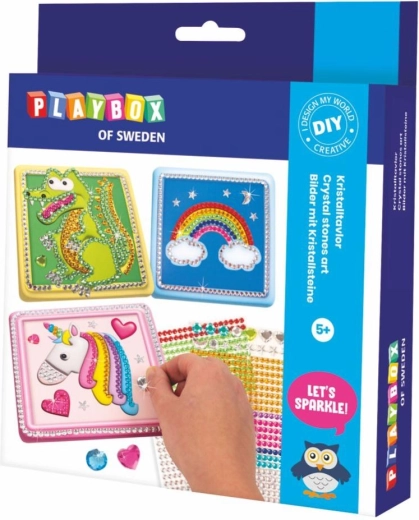 Gyémántképek 3 db kiegészítőkkel, dobozban 18 × 21 cm