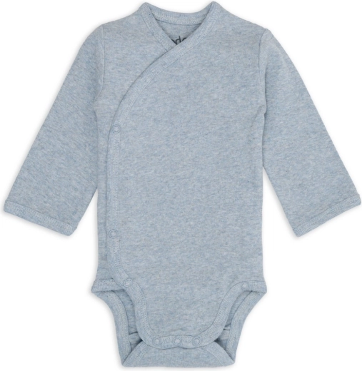 Lodger átlapolós body hosszú ujjal, melange blue fogg, 50-es méret