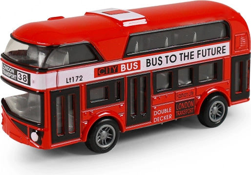 Fém londoni emeletes busz visszahúzós meghajtással, 9,5 cm