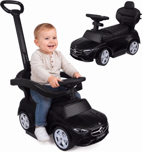 Mercedes-Benz gyerek lábbal hajtható kismotor tolókarral 2 az 1-ben (fekete)