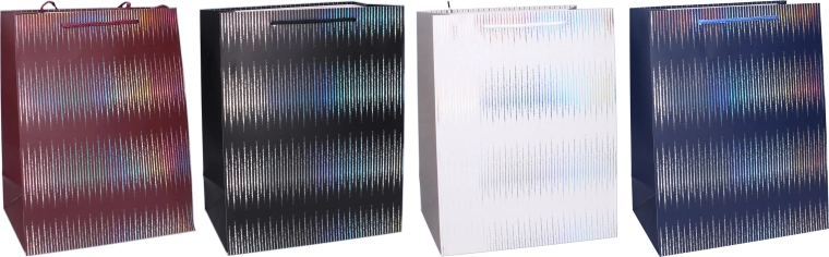 Ajándéktáska M 26 × 32 × 12 cm – fényes holografikus, több színben