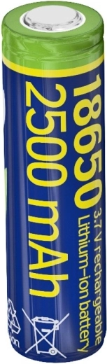 Li-ion akkumulátor 18650 3,7 V 2500 mAh (10C) lapos pólusokkal
