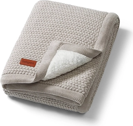 Babyono pamut takaró sherpa polár béléssel 75 × 100 cm, szürke