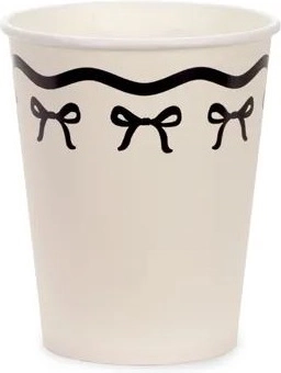 Papírpoharak masnikkal, krém-fekete, 220 ml