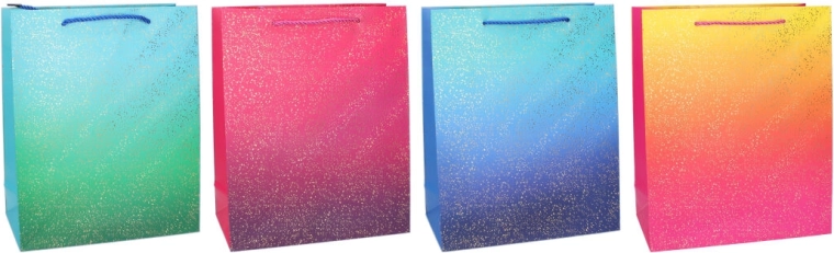Ajándéktáska S 18 × 23 × 8 cm, egész éves, átmenetes mintával és fémes pöttyökkel