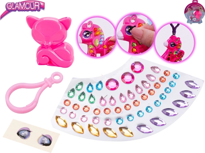 Kreatív glamour kulcstartó-díszítő készlet – állatfigurás strasszokkal