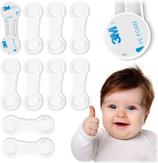 RICOKIDS biztonsági zárak szekrényekhez, fehér, 10 darabos készlet