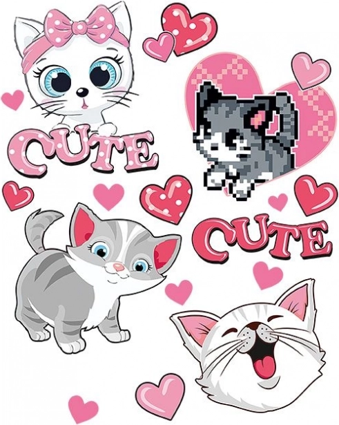 Rávasalható matricák aranyos kiscicákkal – nagy ív 20 × 30 cm