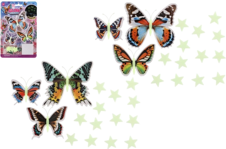 Világító lepkék és csillagok a falra – 3D dekor gyerekszobába