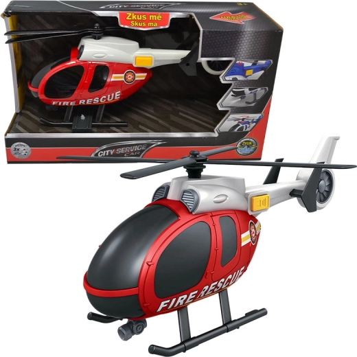 1:14 méretarányú tűzoltó helikopter City Service Car fénnyel és hanggal