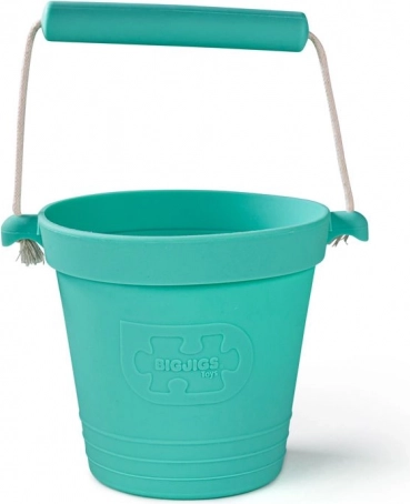 BIGJIGS TOYS szilikon strandvödör – türkiz