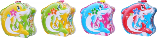 Bádog persely delfin mintával 13 × 14 cm