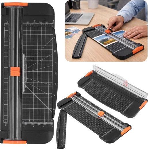 Kézi A3-as papírvágó csúszókéssel és felhajtható vonalzóval