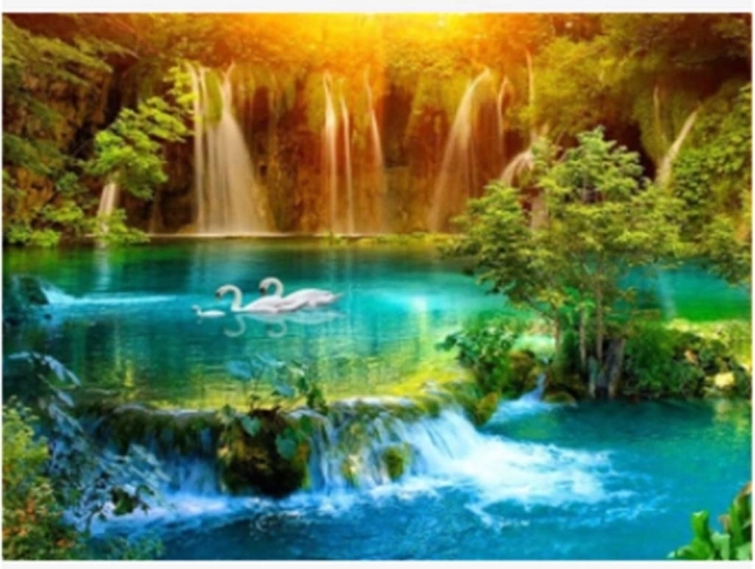 Gyémántfestés Vízesés a völgyben 30 × 40 cm