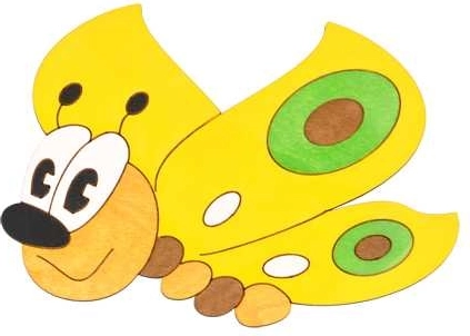 Közepes fa dekoráció sárga pillangó