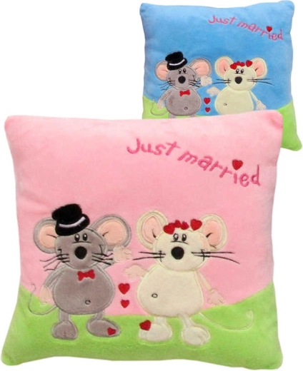 Plüss egérpárna Love Just Married 25 × 25 cm - 1 db