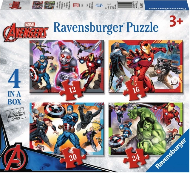 RAVENSBURGER Puzzle Avengers: A Föld leghatalmasabb hősei 4 az 1-ben (12,16,20,24 darab)