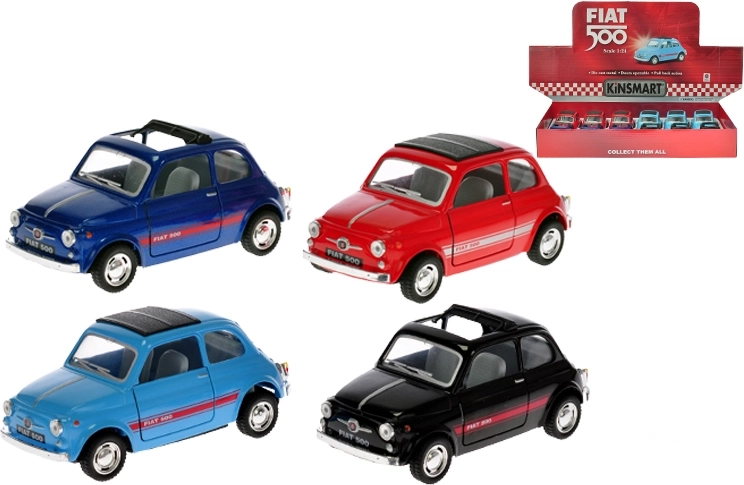 Fém autómodell FIAT 500 1:24 visszahúzós meghajtással