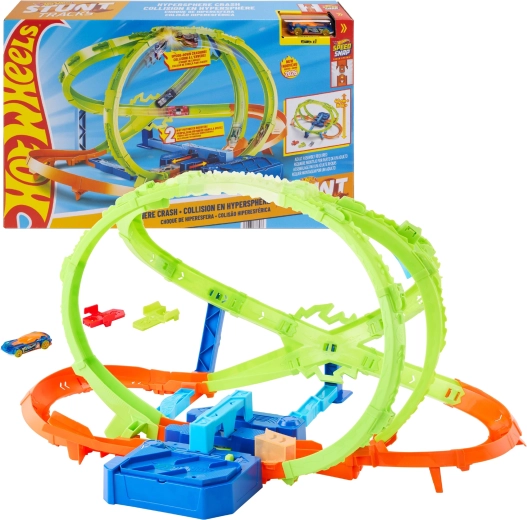 Hot Wheels Stunt Tracks Hiperszféra kraks kaszkadőr versenypálya meghajtással + kisautó