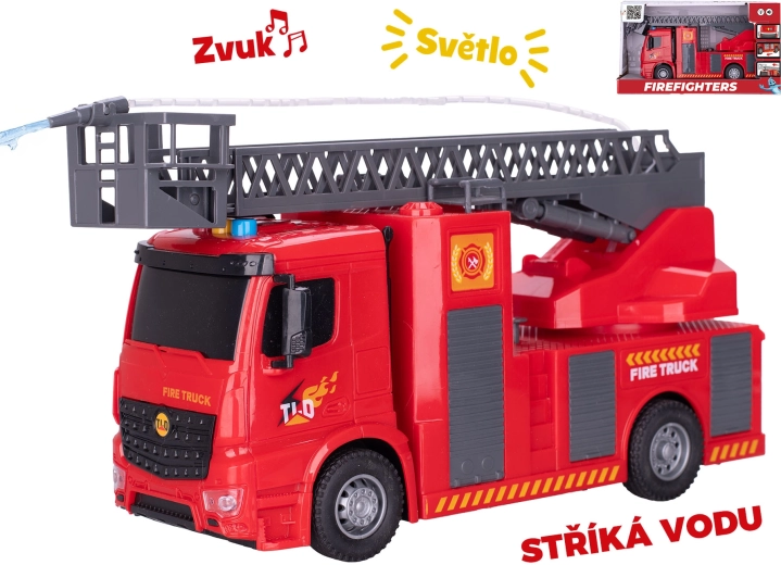 30 cm-es tűzoltóautó vízpermetezéssel, fény- és hangeffektekkel