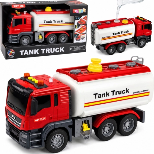 Tank Truck játék tartálykocsi vízrendszerrel, fénnyel és hanggal – piros