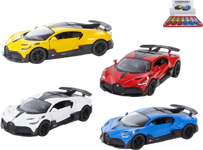 Kinsmart fém Bugatti Divo játékautó visszahúzós meghajtással, 13 cm