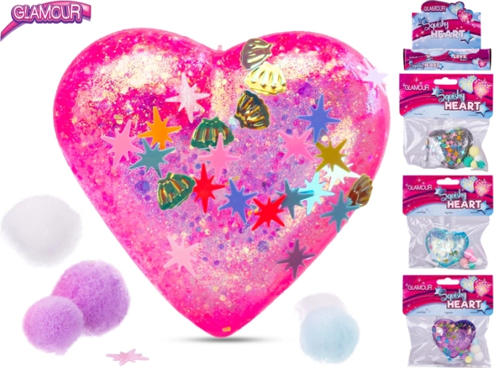 Glamour sztreccs dekoratív szív flitterekkel 6 cm (színmix)