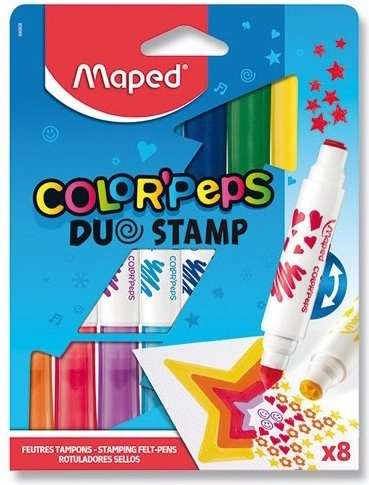 Fixy MAPED Color'Peps Duo Stamp – készlet 8 kétvégű, pecsételő filcből