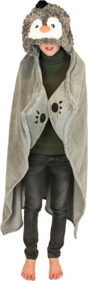 Cozy Noxxiez meleg gyerek kapucnis takaró – pingvin