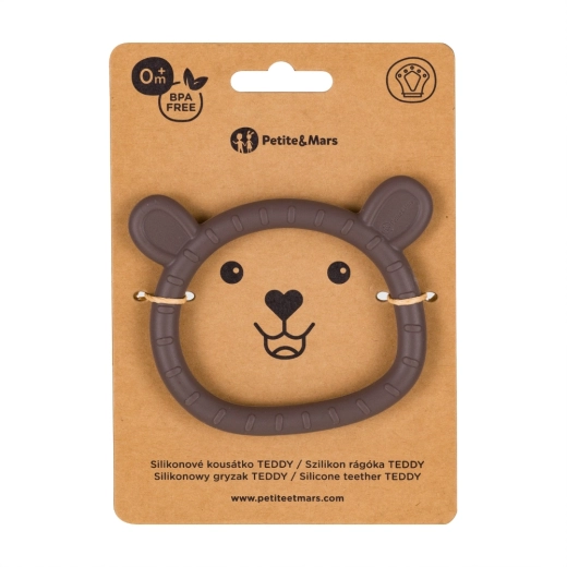 Szilikon rágóka Teddy Bitter Cocoa 0m+ PETITE&MARS