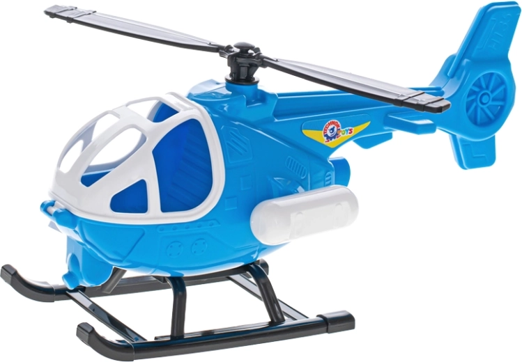 Kék műanyag helikopter nyitható kabinnal, 25 cm