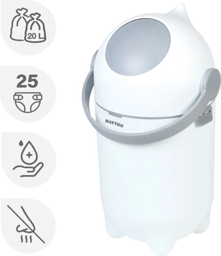 Nattou Dropy pelenkatároló kuka bézs, 20 l