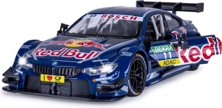 JAMARA BMW M4 DTM fém modell 1:24, kék, világítással és hangokkal
