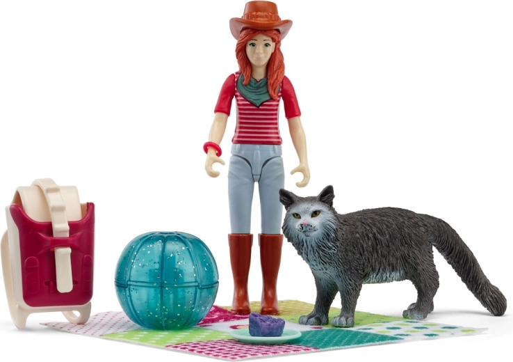 Schleich pocket set piknikos móka Hannah-val és cicával