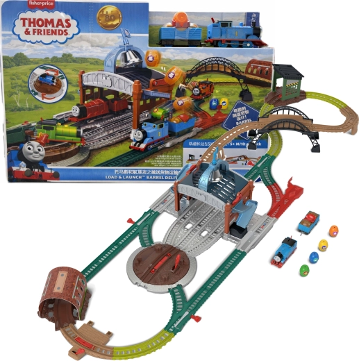 Fisher-Price Thomas és barátai vasúti pálya – Hordók kézbesítése, rakodás és kilövés Thomas mozdonnyal